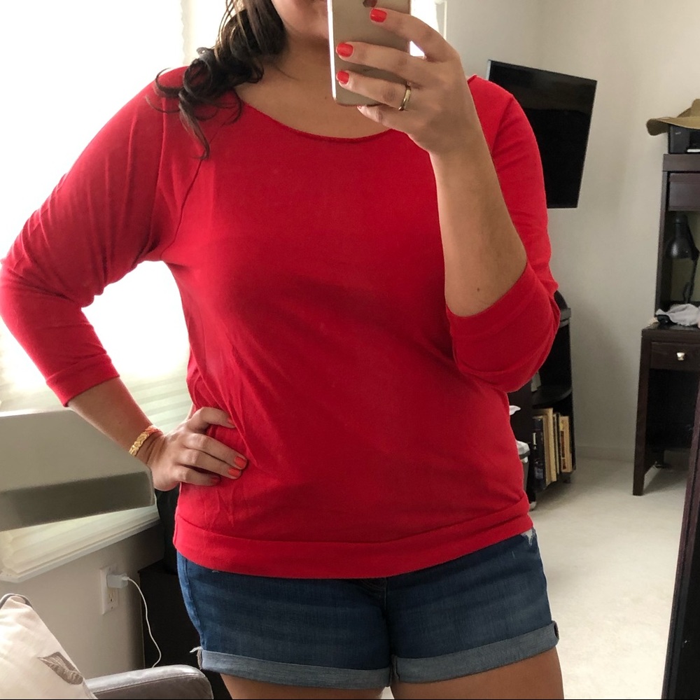 Red Wide Neck Tee